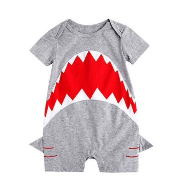 JAWS Baby Shark Short Sleeve Romper Unisex 6m-24m - Picture 5 of 8